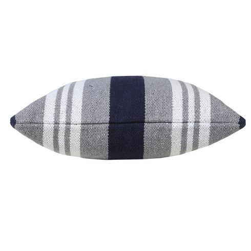 20" Navy Blue Gray And White Cotton Coastal Throw Pillow