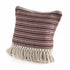 20" Maroon And Tan Cotton Striped Throw Pillow with Fringe