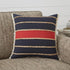 24" X 24" Navy Red And Tan 100% Cotton Striped Zippered Pillow
