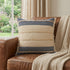 20" X 20" Denim Blue Tan And Taupe Jute Coastal Zippered Pillow