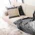24" Black And Tan Striped Cotton And Jute Throw Pillow with Fringe