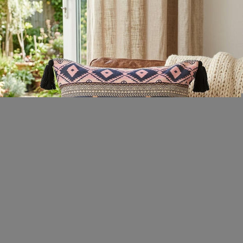 20" Black and Yellow Throw Pillow with Tassels