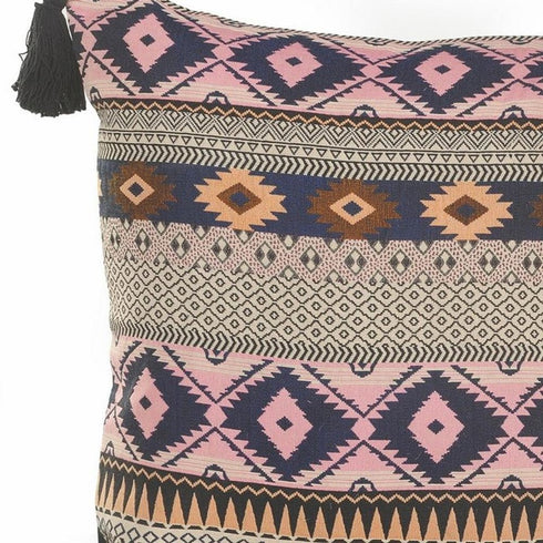 20" Black and Yellow Throw Pillow with Tassels