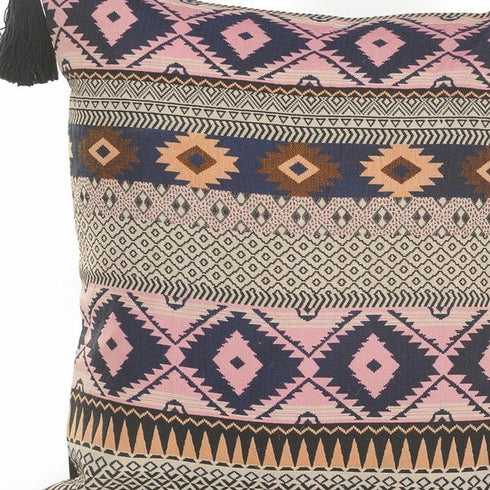 20" Black and Yellow Throw Pillow with Tassels
