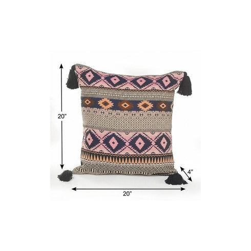 20" Black and Yellow Throw Pillow with Tassels