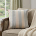 20" X 20" White Blue Gray And Tan 100% Cotton Striped Zippered Pillow