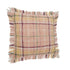 20" Pink And Yellow Cotton Plaid Throw Pillow with Fringe