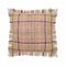 20" Pink And Yellow Cotton Plaid Throw Pillow with Fringe