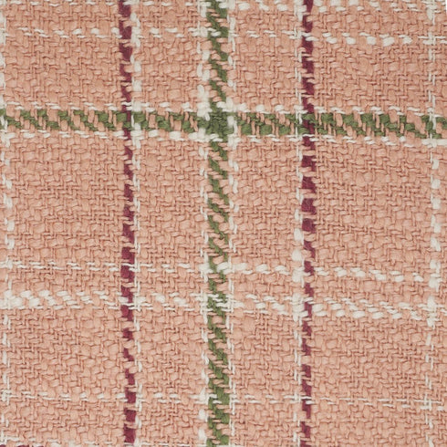 20" Pink And Yellow Cotton Plaid Throw Pillow with Fringe