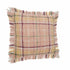 20" Pink And Yellow Cotton Plaid Throw Pillow with Fringe