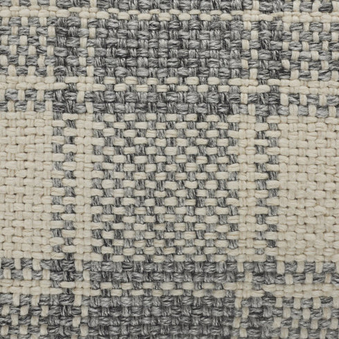 20" X 20" White And Gray-Blue Polyester Plaid Zippered Pillow