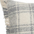 20" X 20" White And Gray-Blue Polyester Plaid Zippered Pillow