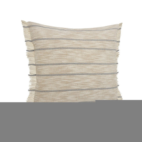 20" Taupe and Dusty Blue Jute Throw Pillow