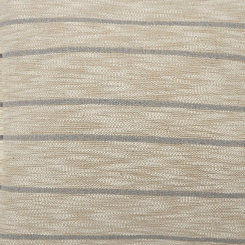 20" Taupe and Dusty Blue Jute Throw Pillow