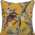 20" Yellow And Blue Bird Floral Throw Pillow with Embroidery