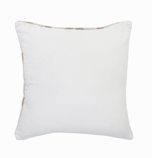 20" X 20" White And Tan 100% Cotton Geometric Zippered Pillow