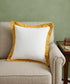 20" X 20" White And Golden Yellow 100% Cotton Geometric Zippered Pillow