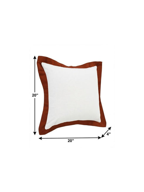 20" X 20" White And Cinnamon 100% Cotton Geometric Zippered Pillow