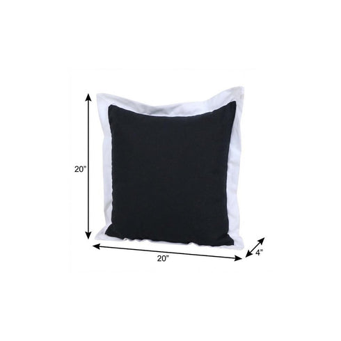 20" Black And White Cotton Geometric Throw Pillow