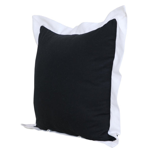 20" Black And White Cotton Geometric Throw Pillow