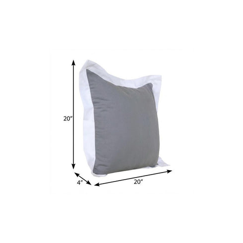 20" X 20" Gray And White 100% Cotton Geometric Zippered Pillow