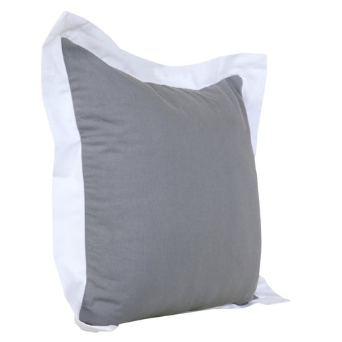 20" X 20" Gray And White 100% Cotton Geometric Zippered Pillow
