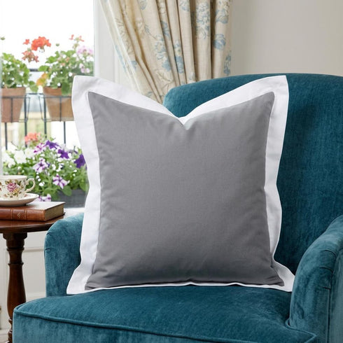 20" X 20" Gray And White 100% Cotton Geometric Zippered Pillow