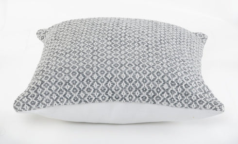 18" Gray And White Cotton Geometric Throw Pillow