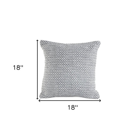 18" Gray And White Cotton Geometric Throw Pillow