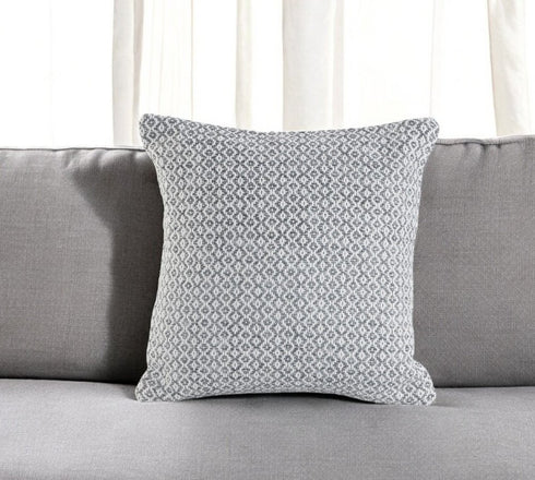 18" Gray And White Cotton Geometric Throw Pillow