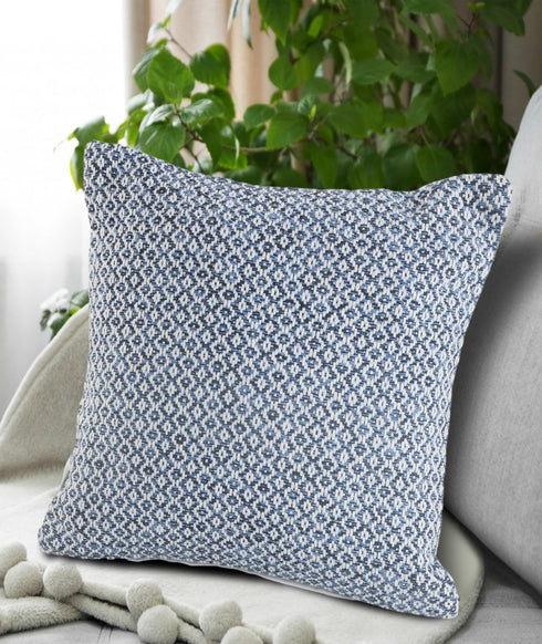18" Gray And White Cotton Geometric Throw Pillow