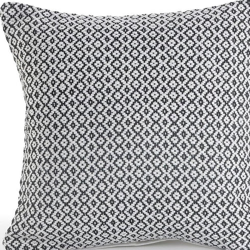 18" X 18" Black And White 100% Cotton Geometric Zippered Pillow