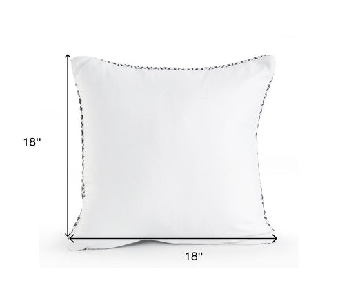 18" Gray And White Cotton Geometric Throw Pillow
