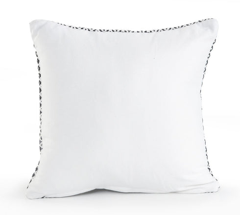 18" Gray And White Cotton Geometric Throw Pillow