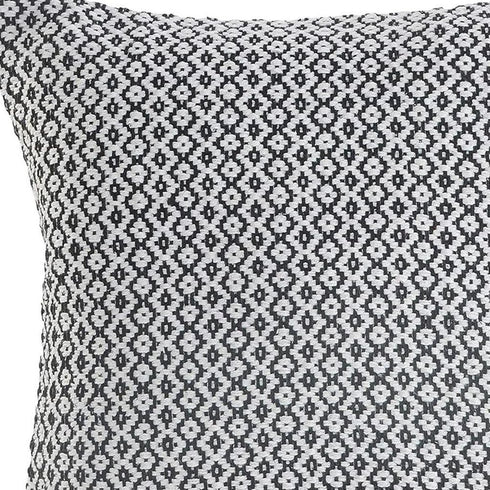 18" X 18" Black And White 100% Cotton Geometric Zippered Pillow