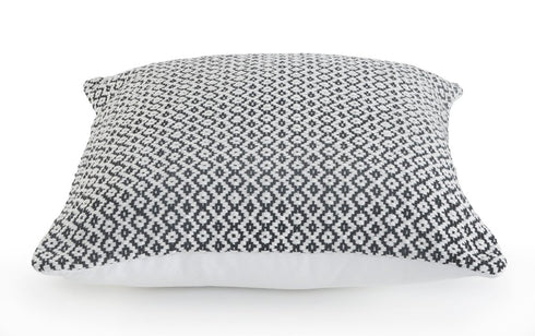 18" Gray And White Cotton Geometric Throw Pillow