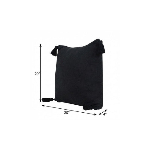 20" X 20" Jet Black 100% Cotton Zippered Pillow