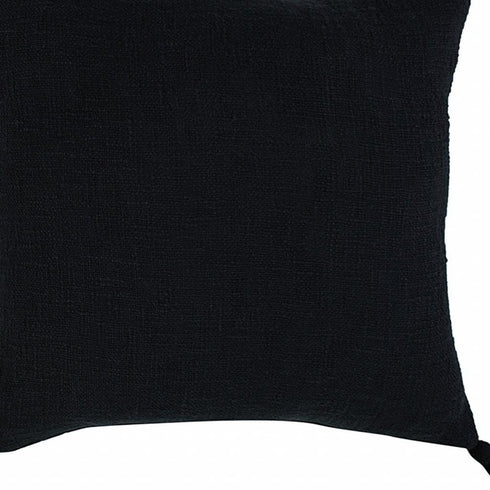 20" X 20" Jet Black 100% Cotton Zippered Pillow