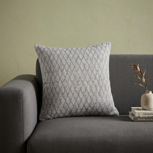 20" X 20" Gray 100% Cotton Geometric Zippered Pillow
