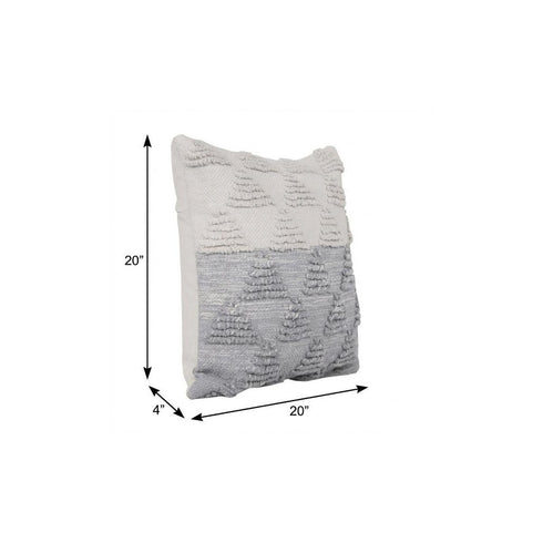 20" X 20" Heathered Gray And Off-White 100% Cotton Geometric Zippered Pillow