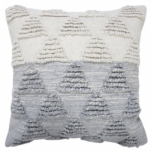 20" X 20" Heathered Gray And Off-White 100% Cotton Geometric Zippered Pillow