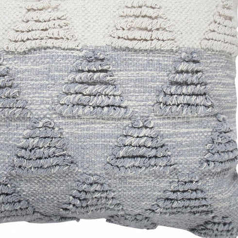 20" X 20" Heathered Gray And Off-White 100% Cotton Geometric Zippered Pillow