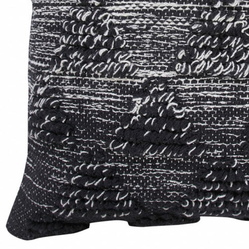 20" X 20" Black And Off-White 100% Cotton Geometric Zippered Pillow