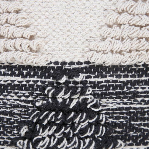 20" X 20" Black And Off-White 100% Cotton Geometric Zippered Pillow