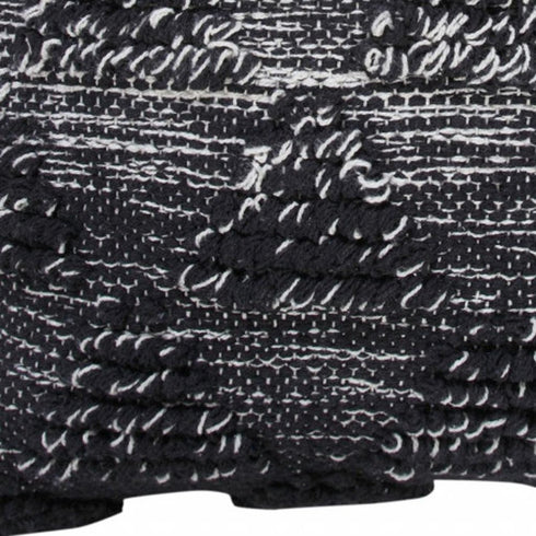 20" X 20" Black And Off-White 100% Cotton Geometric Zippered Pillow