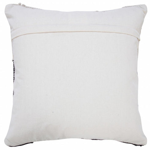 20" X 20" Black And Off-White 100% Cotton Geometric Zippered Pillow