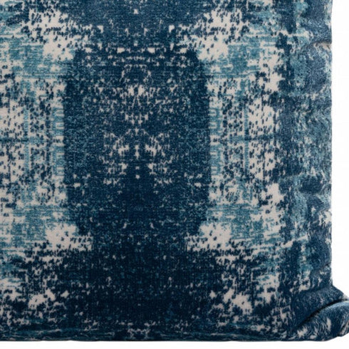 20" X 20" Blue And Ivory Polyester Abstract Zippered Pillow