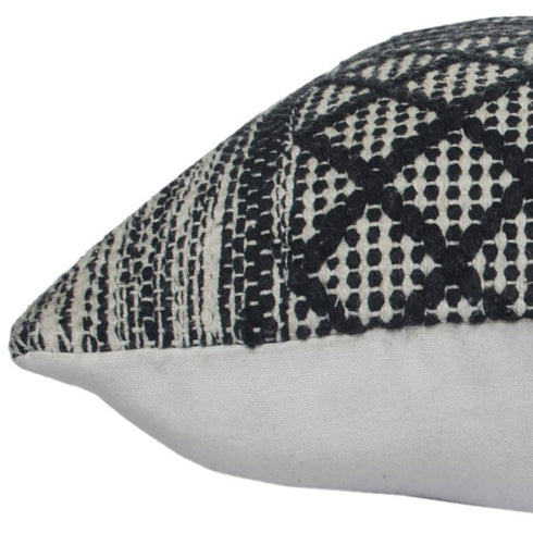 20" X 20" Gray And Black 100% Cotton Geometric Zippered Pillow