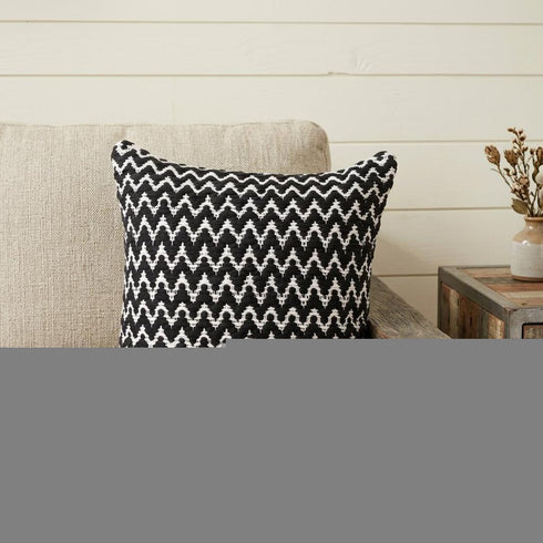 20" X 20" Black And White Polyester Chevron Zippered Pillow