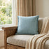 20" Light Blue Cotton Throw Pillow with Fringe